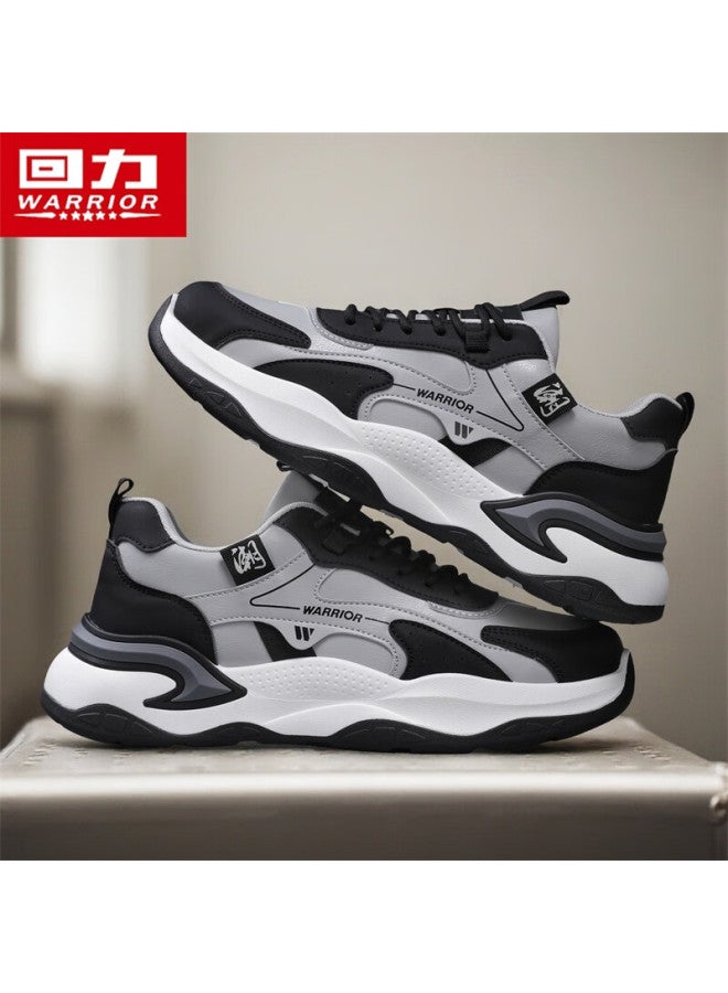 Pull Back Warrior Dad Shoes Men's Winter New Comfortable Soft Sole Running Wear-resistant Non-slip Casual Sports Shoes Gray Black Size 44 - Image 2