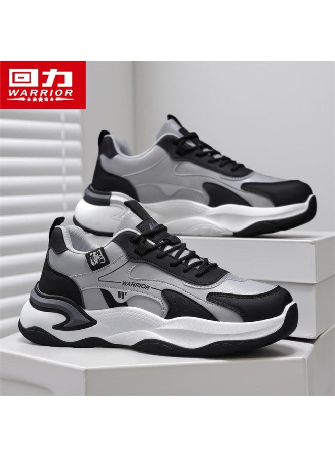 Pull Back Warrior Dad Shoes Men's Winter New Comfortable Soft Sole Running Wear-resistant Non-slip Casual Sports Shoes Gray Black Size 44 - Image 1