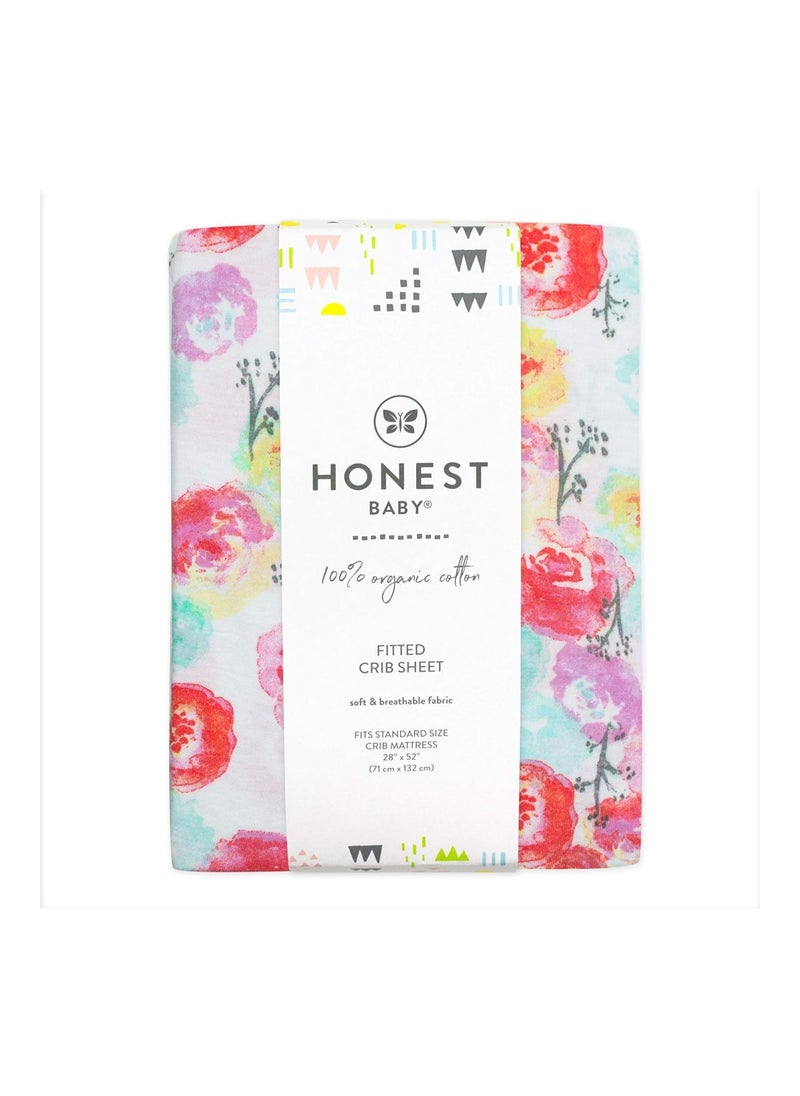 HonestBaby Baby Organic Cotton Fitted Crib Sheet Wearable Blanket, Rose Blossom, One Size  - Image 2