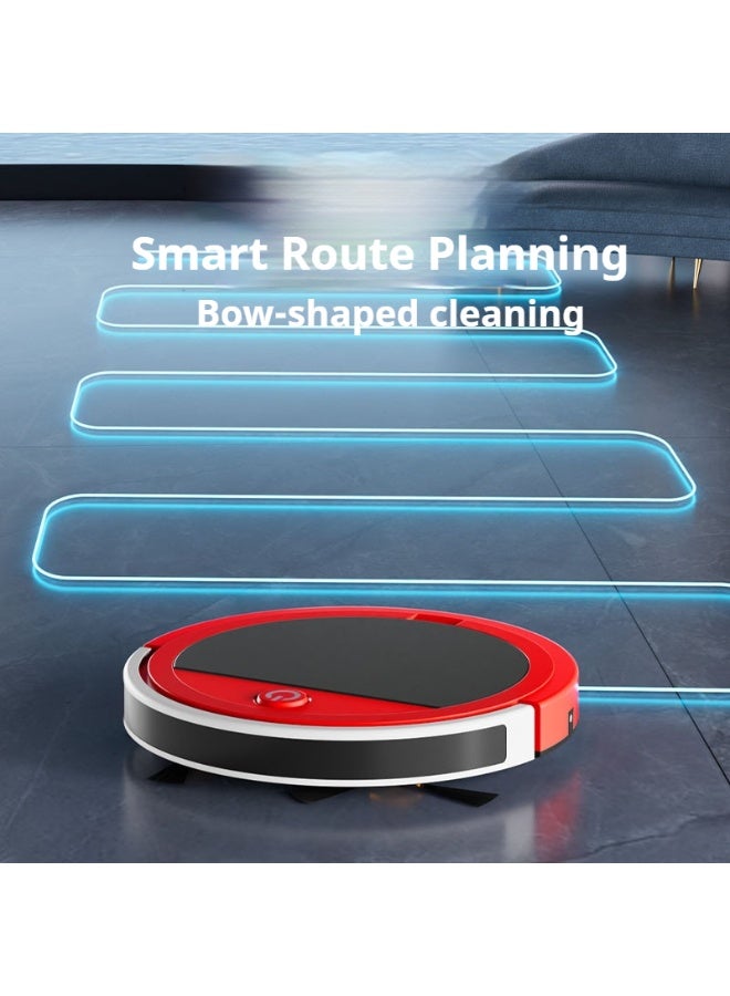 شو وو مكنسة روبوتية XM32 | مروحة شفط قوية ونحيفة بقوة 3000 باسكال | ترشيح عالي الكفاءة | مكنسة روبوتية أوتوماتيكية بالكامل، شحن USB، 7.4 فولت/15 واط، مناسبة للمنازل الكسولة، مزودة بجهاز تحكم عن بُعد (أحمر) - Image 2