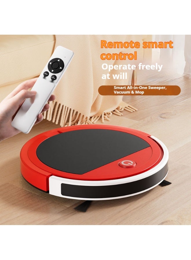 شو وو مكنسة روبوتية XM32 | مروحة شفط قوية ونحيفة بقوة 3000 باسكال | ترشيح عالي الكفاءة | مكنسة روبوتية أوتوماتيكية بالكامل، شحن USB، 7.4 فولت/15 واط، مناسبة للمنازل الكسولة، مزودة بجهاز تحكم عن بُعد (أحمر) - Image 4