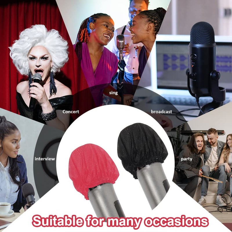 Barafat 200 Pcs Disposable Microphone Cover, Non-Woven Handheld Microphone Windscreen with Elastic Band, Clean and No-Odor Mic Covers for KTV, Interview, Recording Studio, Performance, Speech (Color) - Image 4