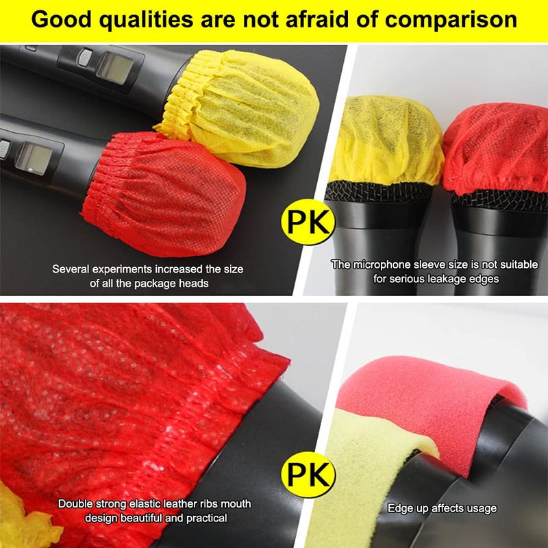 Barafat 200 Pcs Disposable Microphone Cover, Non-Woven Handheld Microphone Windscreen with Elastic Band, Clean and No-Odor Mic Covers for KTV, Interview, Recording Studio, Performance, Speech (Color) - Image 2