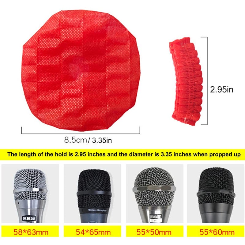 Barafat 200 Pcs Disposable Microphone Cover, Non-Woven Handheld Microphone Windscreen with Elastic Band, Clean and No-Odor Mic Covers for KTV, Interview, Recording Studio, Performance, Speech (Color) - Image 5