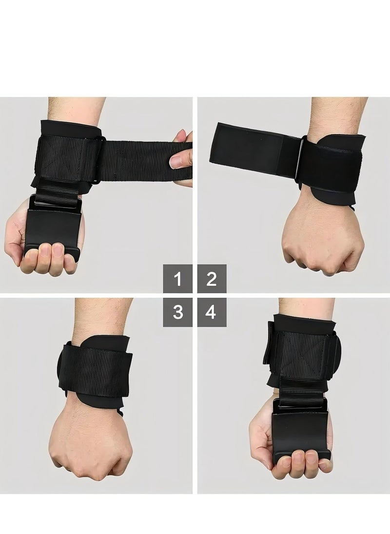 Generic COOLBABY Weight Lifting Hooks with Wrist Wraps, Heavy Duty Padded Grip Support, Non-Slip Neoprene Wrist Guard for Deadlifts, Pull-Ups, Gym Strength Training for Men and Women, 1 Pair  - Image 2