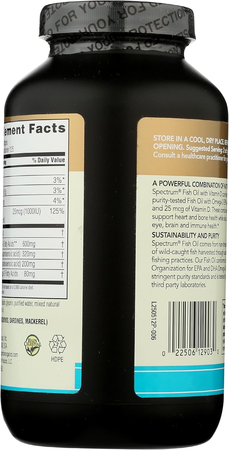 Spectrum Essentials Softgels Fish Oil with Vitamin D 1000 mg 250 Count - Image 2