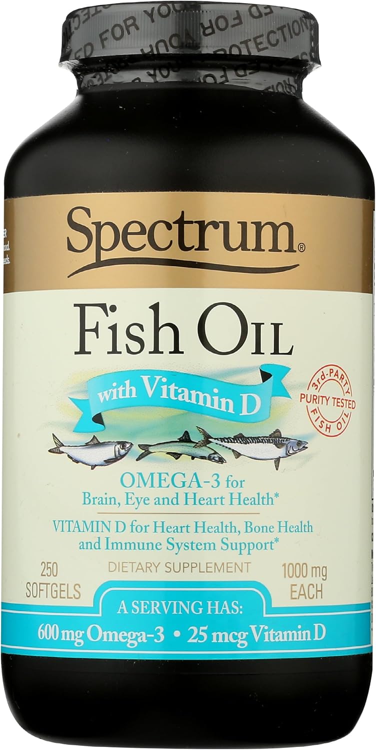 Spectrum Essentials Softgels Fish Oil with Vitamin D 1000 mg 250 Count - Image 1