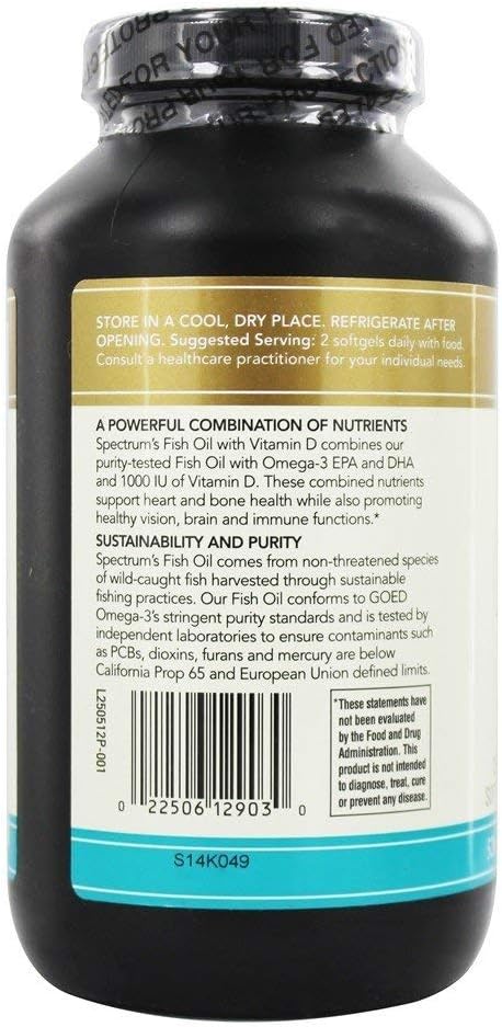 Spectrum Essentials Softgels Fish Oil with Vitamin D 1000 mg 250 Count - Image 4