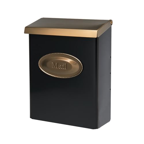 Architectural Mailboxes Designer™ Locking, Vertical Wall-Mounted Mailbox for Outside, Modern Metal Galvanized Steel Medium Mail Box with Lock and Key Drop Box, Black with Optional Mail Emblem - Image 1