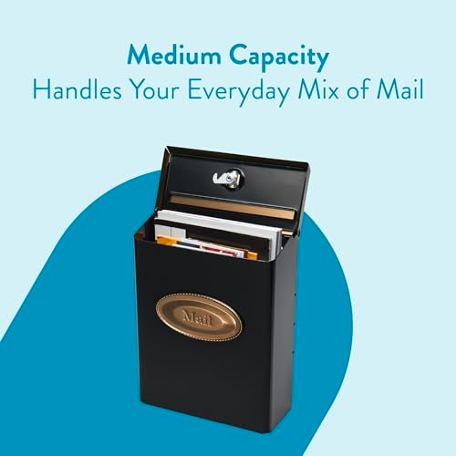 Architectural Mailboxes Designer™ Locking, Vertical Wall-Mounted Mailbox for Outside, Modern Metal Galvanized Steel Medium Mail Box with Lock and Key Drop Box, Black with Optional Mail Emblem - Image 3