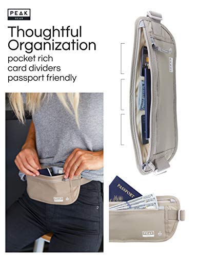 Peak Gear Travel Money Belt. Premium Quality Travel Wallet with RFID Blocking Fabric to Protect Credit Cards, Passports and Documents. Exclusive Theft Protection and 2 Recovery Tags | Beige - Image 3