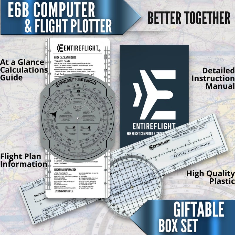 EntireFlight - E6B Flight Computer, Aviation Plotter, & Manual Box Set - Essential Pilot Accessories and Aviation Tools for Your Flight Bag - Use with IFR VFR Sectional Charts - Flight Calculator - Image 2