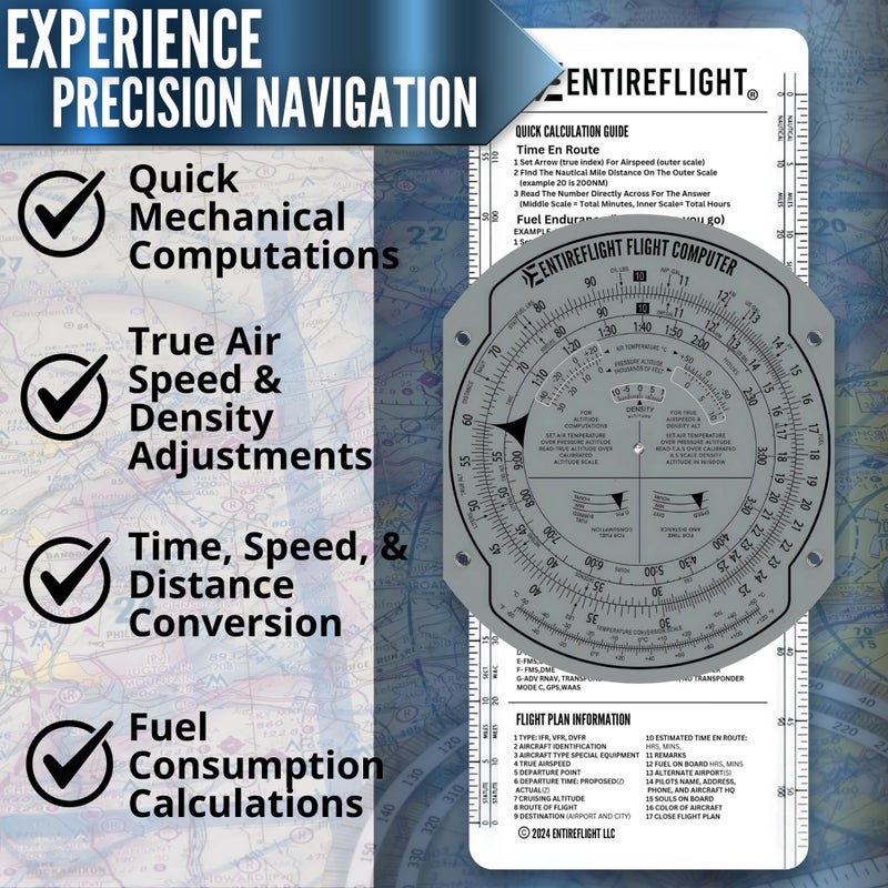 EntireFlight - E6B Flight Computer, Aviation Plotter, & Manual Box Set - Essential Pilot Accessories and Aviation Tools for Your Flight Bag - Use with IFR VFR Sectional Charts - Flight Calculator - Image 3