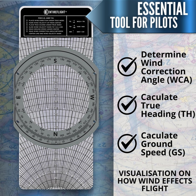 EntireFlight - E6B Flight Computer, Aviation Plotter, & Manual Box Set - Essential Pilot Accessories and Aviation Tools for Your Flight Bag - Use with IFR VFR Sectional Charts - Flight Calculator - Image 4