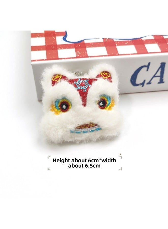 Year Dragon Year Cartoon Lion Dance Doll Pendant Clothing Hair Accessories Keychain Children's Socks Bag Accompanying Gift-Specifications:White And Red Lion Awakening-Color:Original Back Opening (no Brooch Or Hanging Chain) - Image 1