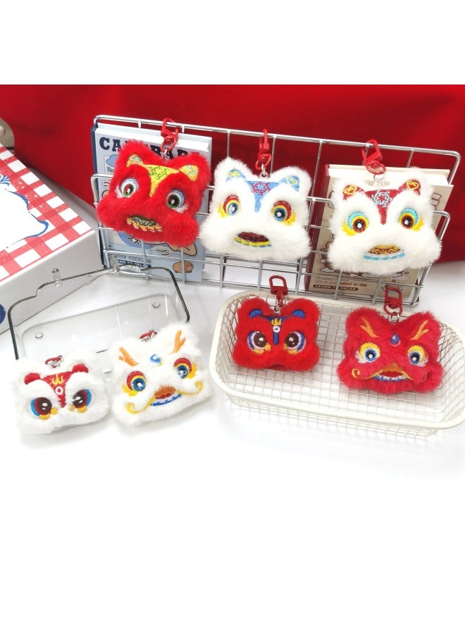 Year Dragon Year Cartoon Lion Dance Doll Pendant Clothing Hair Accessories Keychain Children's Socks Bag Accompanying Gift-Specifications:White And Red Lion Awakening-Color:Original Back Opening (no Brooch Or Hanging Chain) - Image 2
