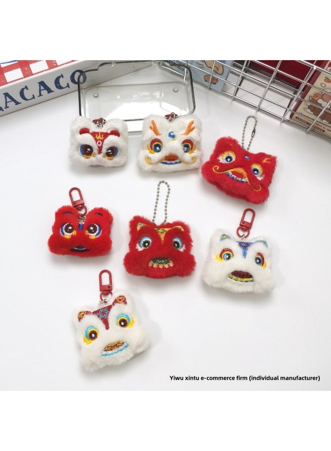 Year Dragon Year Cartoon Lion Dance Doll Pendant Clothing Hair Accessories Keychain Children's Socks Bag Accompanying Gift-Specifications:White And Red Lion Awakening-Color:Original Back Opening (no Brooch Or Hanging Chain) - Image 3