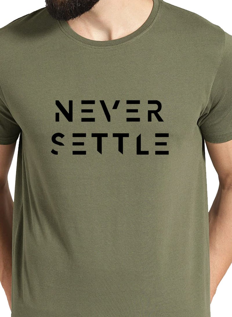 ADRO Mens Never Settle Cotton T-Shirt (RN22-03-SET-OL_Olive_S) - Image 4