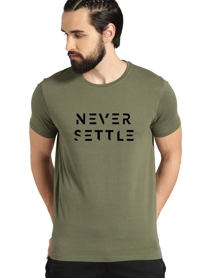 ADRO Mens Never Settle Cotton T-Shirt (RN22-03-SET-OL_Olive_S) - Image 2