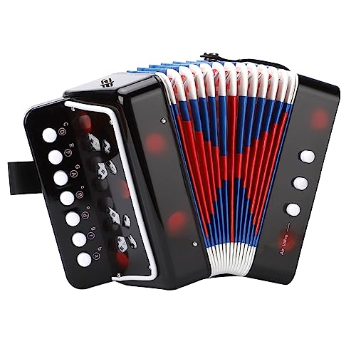 LIEKE Accordion 10 keys Button Accordion Toy for kidsMusical InstrumentMini Accordian for Children Beginners Black - Image 1