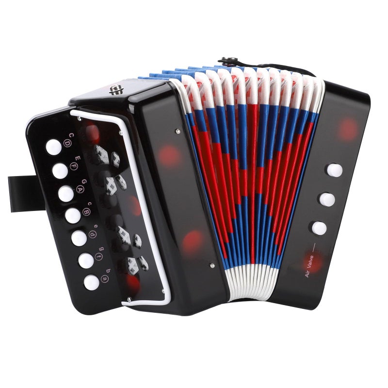 LIEKE Accordion 10 keys Button Accordion Toy for kidsMusical InstrumentMini Accordian for Children Beginners Black - Image 2
