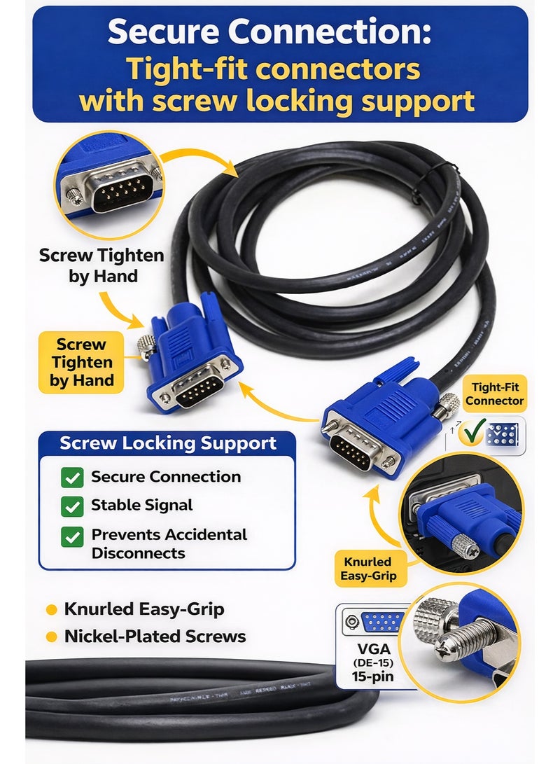 CABLE CONV 20M VGA to VGA 15 Pin Male to Male Cable – High Quality Video Display Cable - Image 3