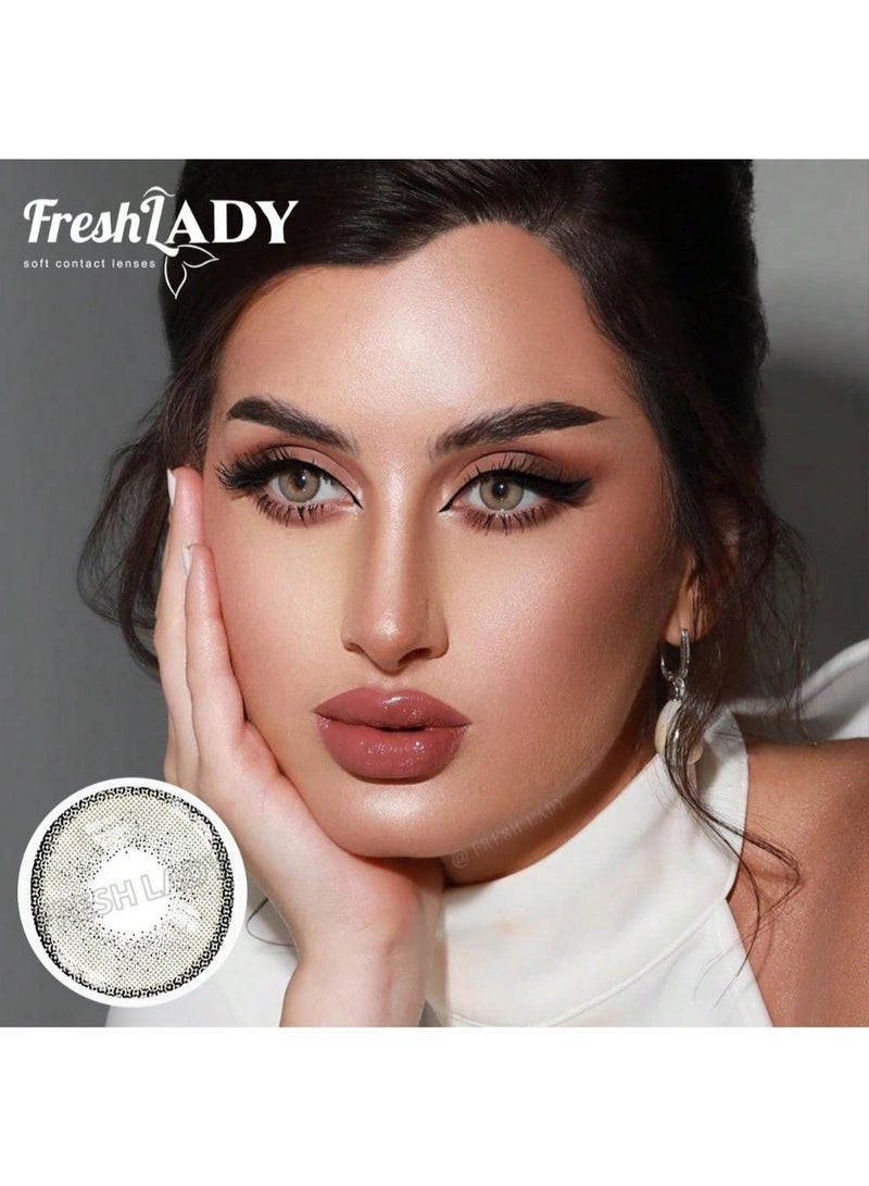 FRESH LADY Cinnamon Colored Contact Lenses - Yearly Disposable Cosmetic Lenses for Makeup and Cosplay - Image 2