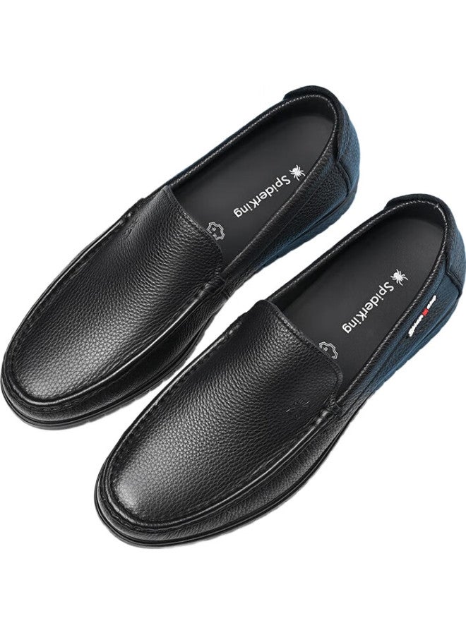Spider King Men'S Business Casual Slip-On Shoes Lightweight And Comfortable Leather Shoes 36205 Black Size 41 - Image 1
