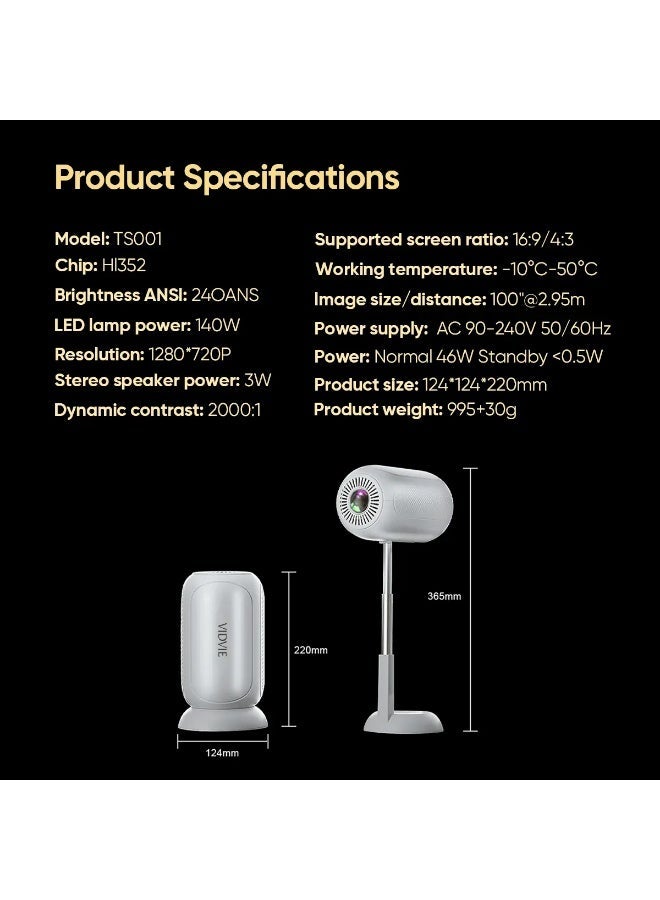 Vidvie Experience Crisp Clarity with the TS001 Multifunctional HD Smart Projector - Image 4