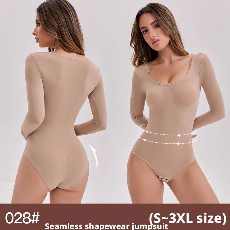 Seamless Shapewear Bodysuit for Women, High Elastic Tummy Control Butt Lift Waist Support Long Sleeve - Image 1