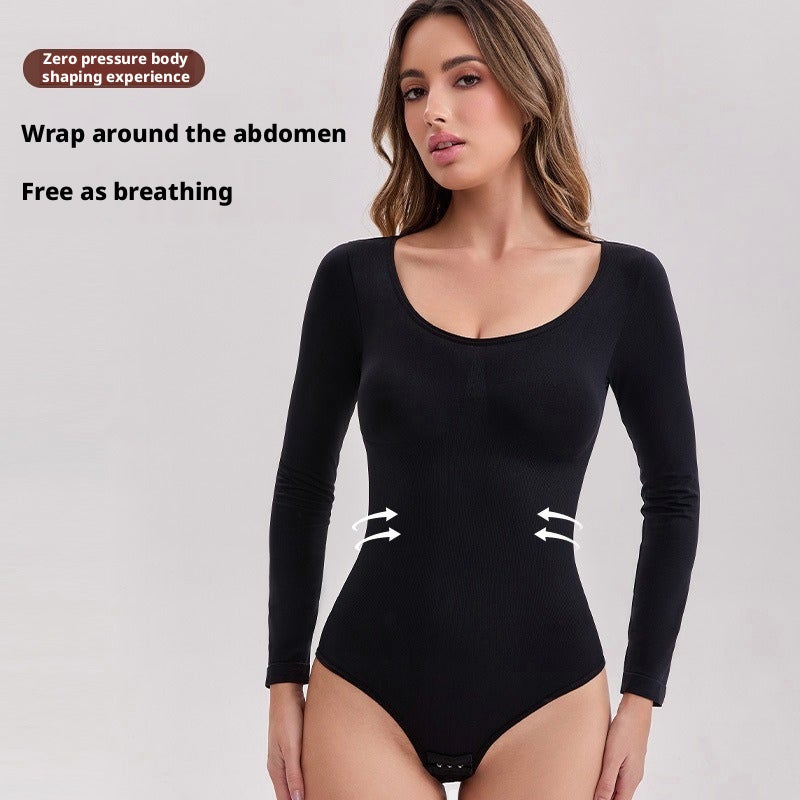 Seamless Shapewear Bodysuit for Women, High Elastic Tummy Control Butt Lift Waist Support Long Sleeve - Image 2