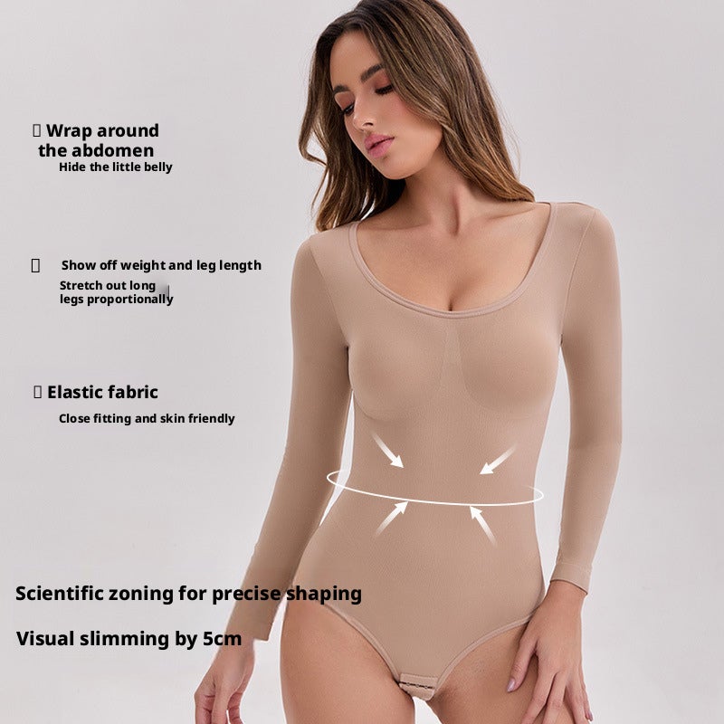 Seamless Shapewear Bodysuit for Women, High Elastic Tummy Control Butt Lift Waist Support Long Sleeve - Image 3
