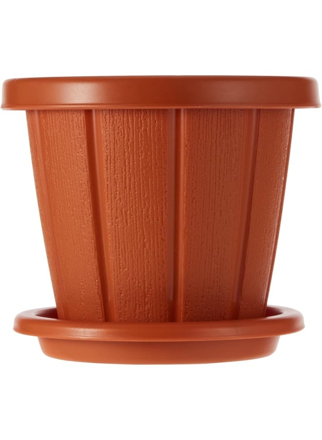 Cosmoplast Woodgrain Pot With Tray 6 Inches - Image 3