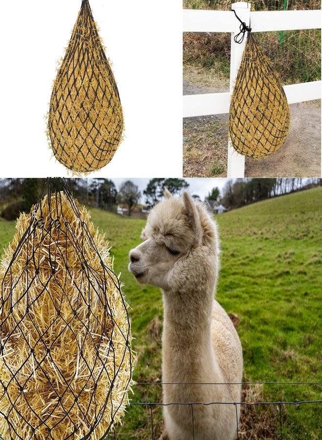 2 Pcs Hay Bags for Horses: 40 inch Long Slow Feed Hay Net for Horses - 2 * 2 inch Holes Mess with Nylon Rope Hanging (Black) - Image 5