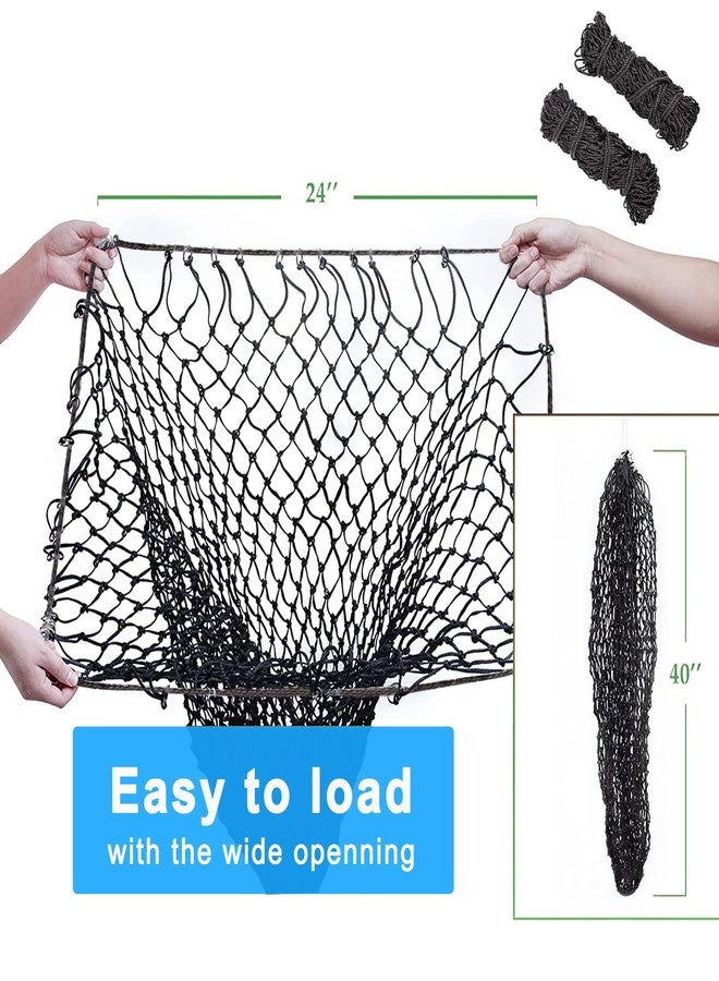 2 Pcs Hay Bags for Horses: 40 inch Long Slow Feed Hay Net for Horses - 2 * 2 inch Holes Mess with Nylon Rope Hanging (Black) - Image 3