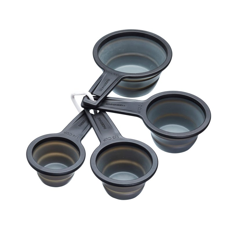 KitchenCraft MasterClass Smart Space Non-Stick Collapsible Measuring Cups, Black/Grey, Pack of 4