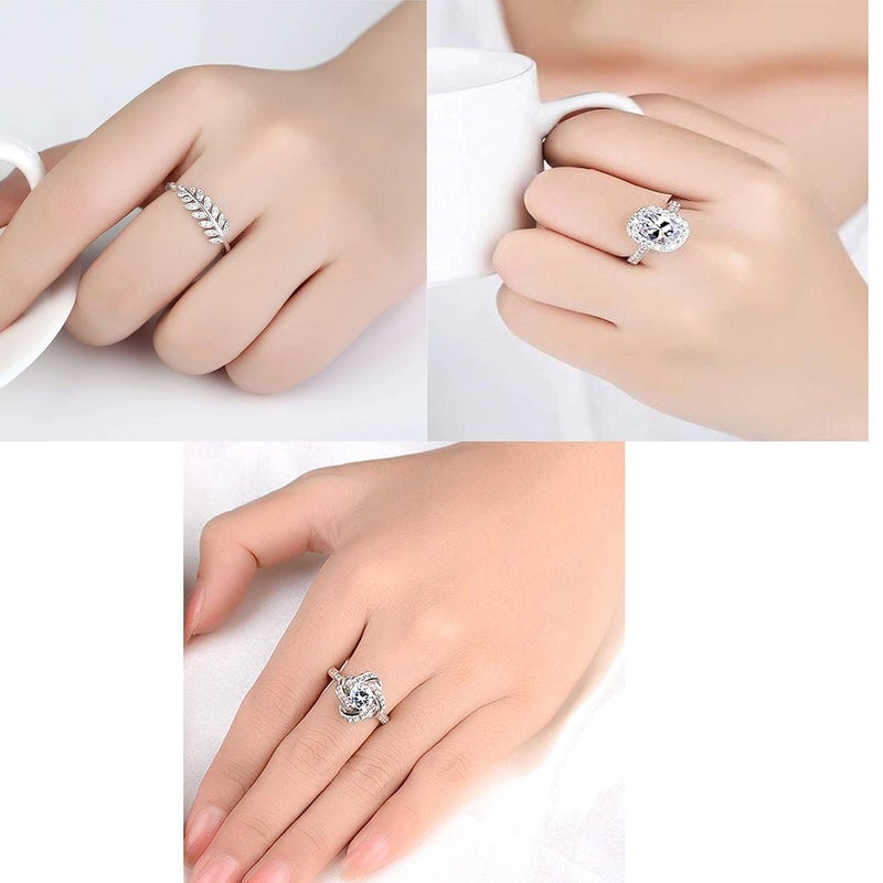 Mahi Colorful Crystsal Studded Adjustable Finger Ring Combo for Women (PACO1105158PR) - Image 2