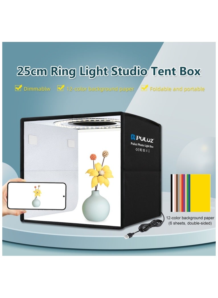 PULUZ 13-Piece Portable Photography Light Box And Backdrop Set Black Studio Box Shooting Tent Foldable Light Box 25cm 12 color Photo Box  - Image 5