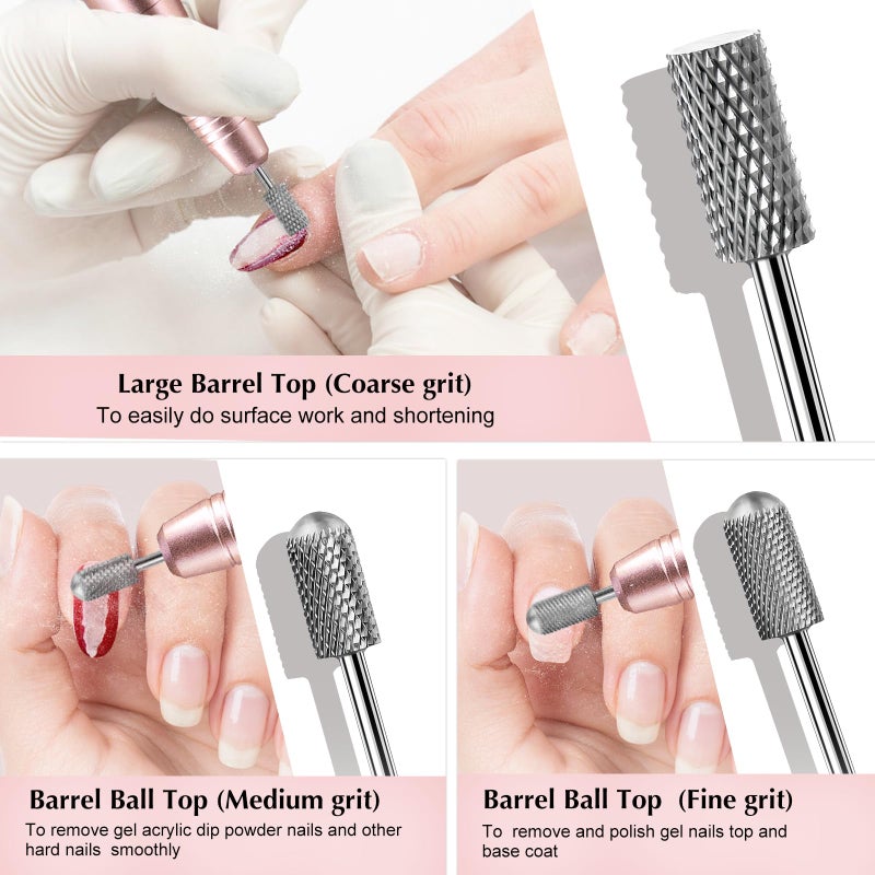 COSLUS Nail Drill Bits Set 7pcs: 3/32 Inch Shank Electric Nail File Machine Bits for Acrylic Gel Dip Nails Nail Art Tools for Cuticle Remover Manicure Pedicure - Image 5