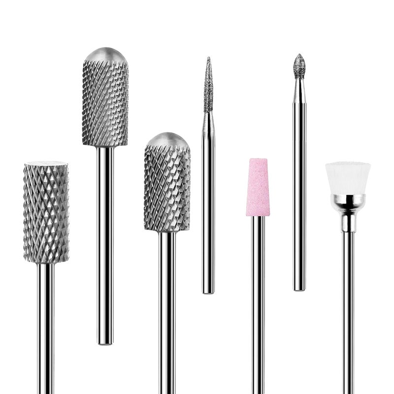 COSLUS Nail Drill Bits Set 7pcs: 3/32 Inch Shank Electric Nail File Machine Bits for Acrylic Gel Dip Nails Nail Art Tools for Cuticle Remover Manicure Pedicure - Image 1
