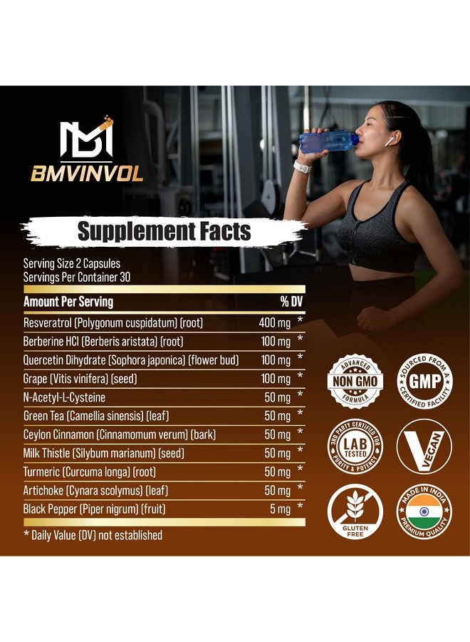 BMVINVOL BMVINVOL Resveratrol Supplement | Berberine, Quercetin, Grape, N-Acetyl Cysteine NAD Supplement for Antioxidant & Anti-Aging Support - Image 4