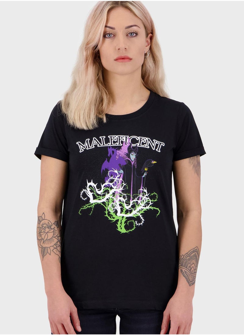 DIFUZED - Disney - Maleficent - Gel Printed T-Shirt - Image 1