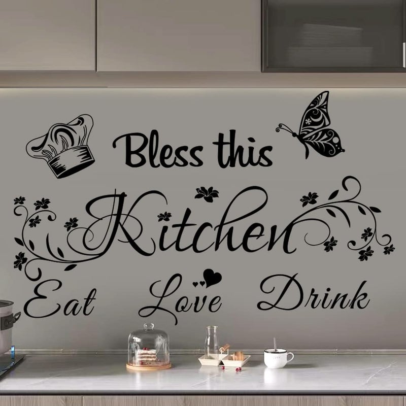 Casa Decor Bless This Kitchen Wall Stickers - Vinyl DIY Art Peel and Stick Wall Decals for Home Office School Coffee - Image 3