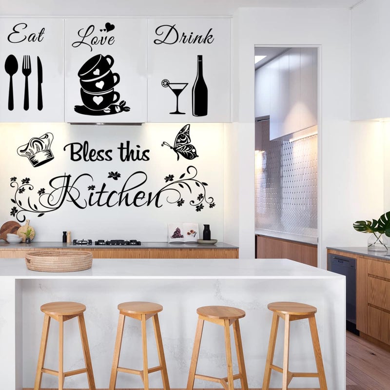 Casa Decor Bless This Kitchen Wall Stickers - Vinyl DIY Art Peel and Stick Wall Decals for Home Office School Coffee - Image 2