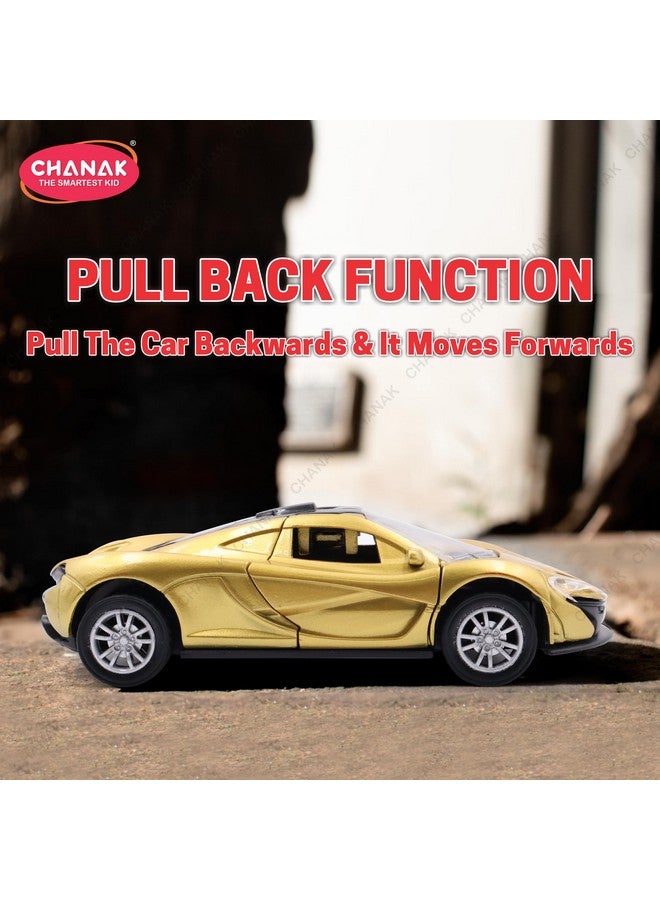 Chanak Chanak Premium Metal Die-Cast Sports Racer Car, Metal Car with Realistic Engine Sound, LED Lights, Open & Close Doors, Pull Back Car Zinc Alloy for Kids Above 3 Years, BIS Approved (Gold) - Image 5