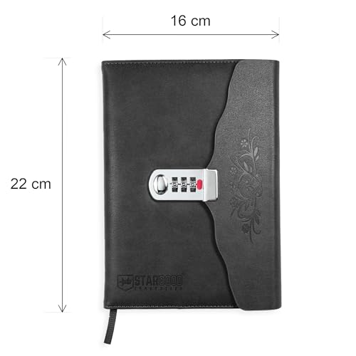 Stargood Innovation Elegant Diary with Lock Password A5 Size Soft Touch Faux Leather Cover for Secure and Sophisticated Writing 162 Pages (Sable Black) - Image 5