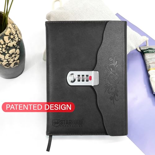 Stargood Innovation Elegant Diary with Lock Password A5 Size Soft Touch Faux Leather Cover for Secure and Sophisticated Writing 162 Pages (Sable Black) - Image 2