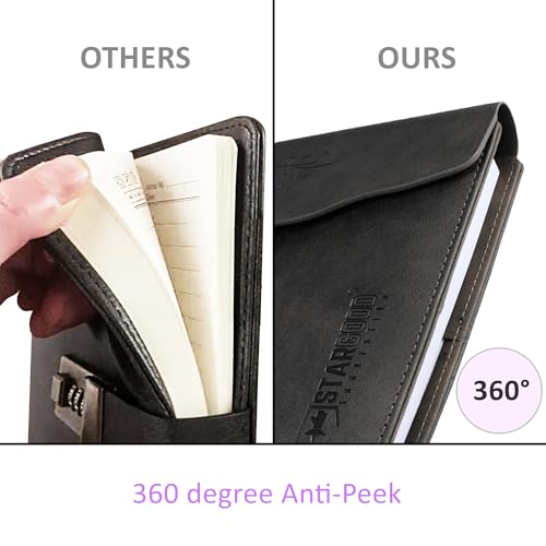 Stargood Innovation Elegant Diary with Lock Password A5 Size Soft Touch Faux Leather Cover for Secure and Sophisticated Writing 162 Pages (Sable Black) - Image 4