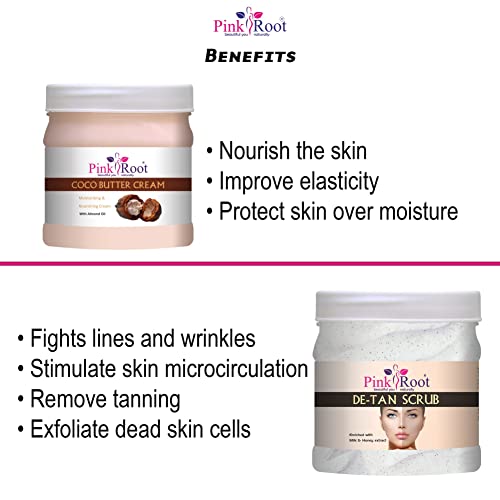 Pink Root Cocoa Butter Cream 500gm with De-Tan Scrub 500gm - Image 5