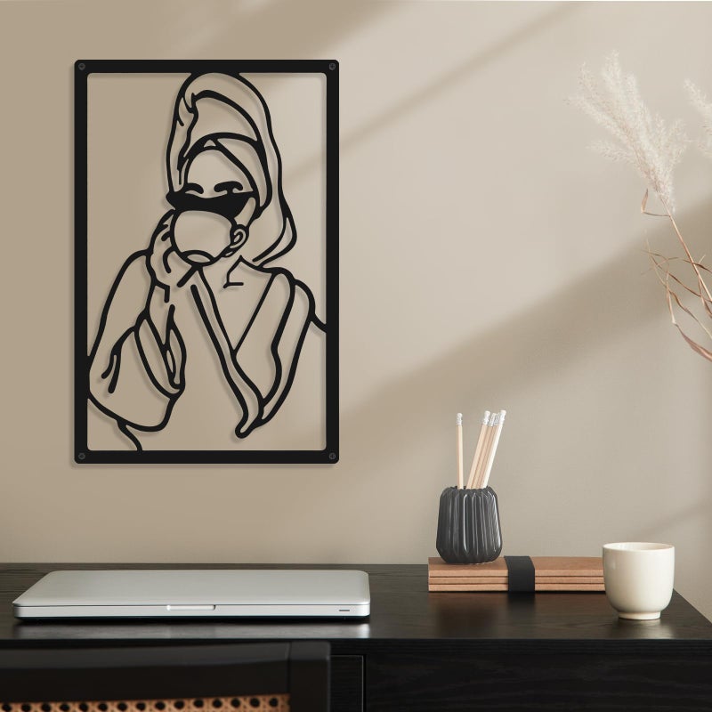 CHENGU 3 Pieces Metal Minimalist Abstract Woman Wall Art Line Drawing Wall Art Decor Single Line Female Home Hanging for Kitchen Bathroom Living Room - Image 5